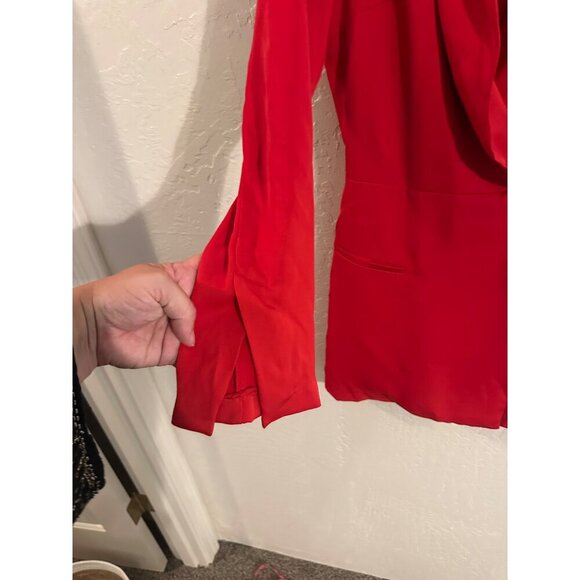 NWT Zara Red Long Sleeved Split Sleeve Button Up Academia Blazer Romper - Picture 3 of 11